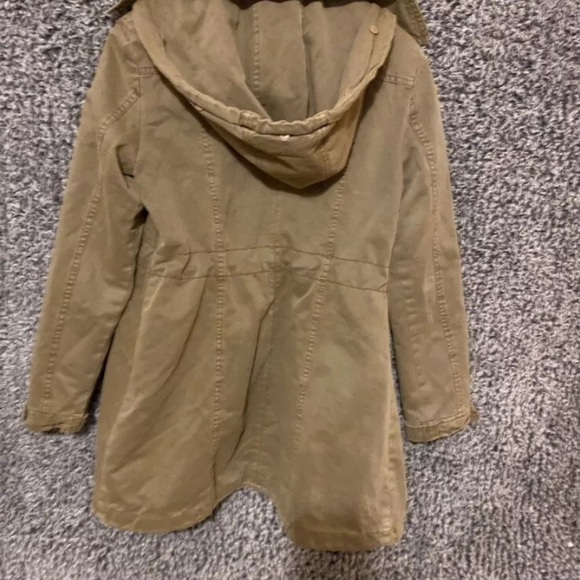 Guess Women's Beige Hooded Double-Breasted Jacket Size M Mid-Length - Picture 12 of 13